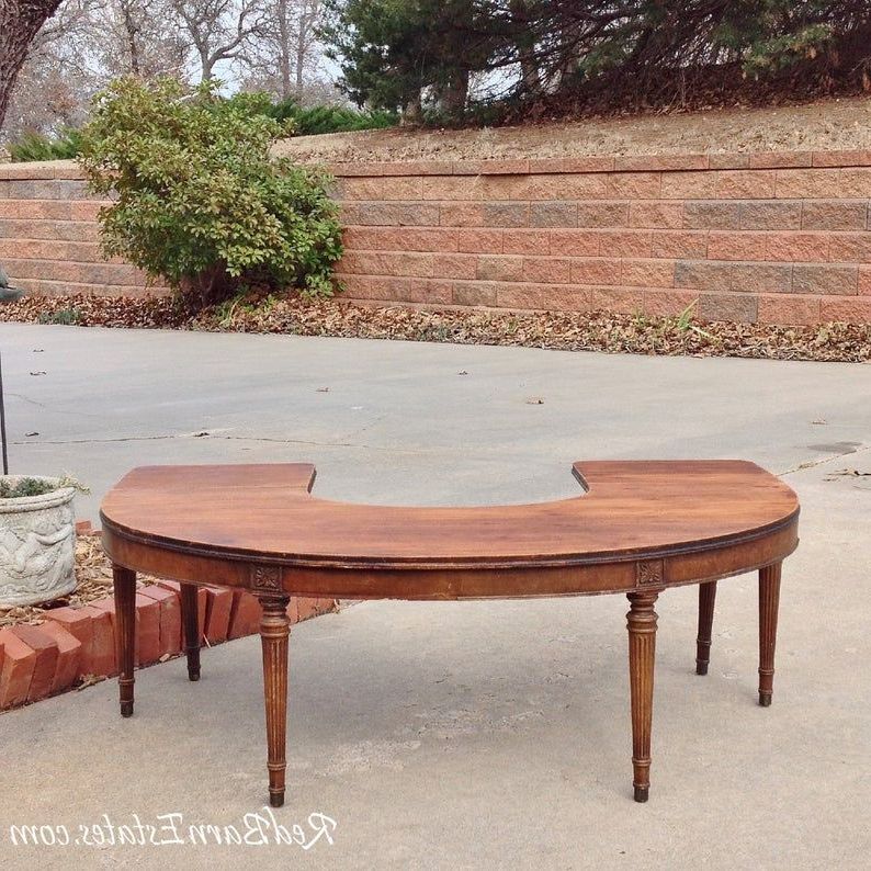 Coffee Table Round Half Circle Drop Leaf Sides Antique (View 8 of 20)