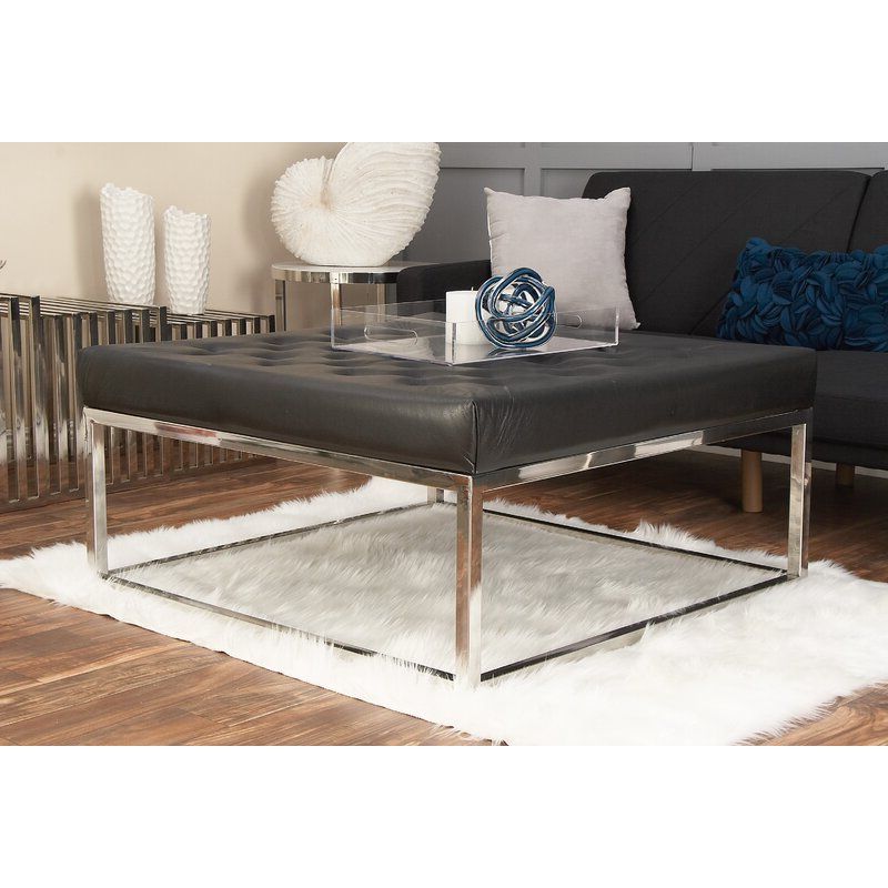 Cole & Grey Stainless Steel And Leather Coffee Table (View 13 of 20)