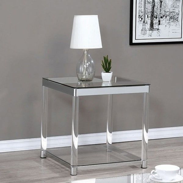 Contemporary Coffee Table With Tempered Glass Top & Chrome Regarding Famous Chrome And Glass Modern Coffee Tables (View 9 of 20)
