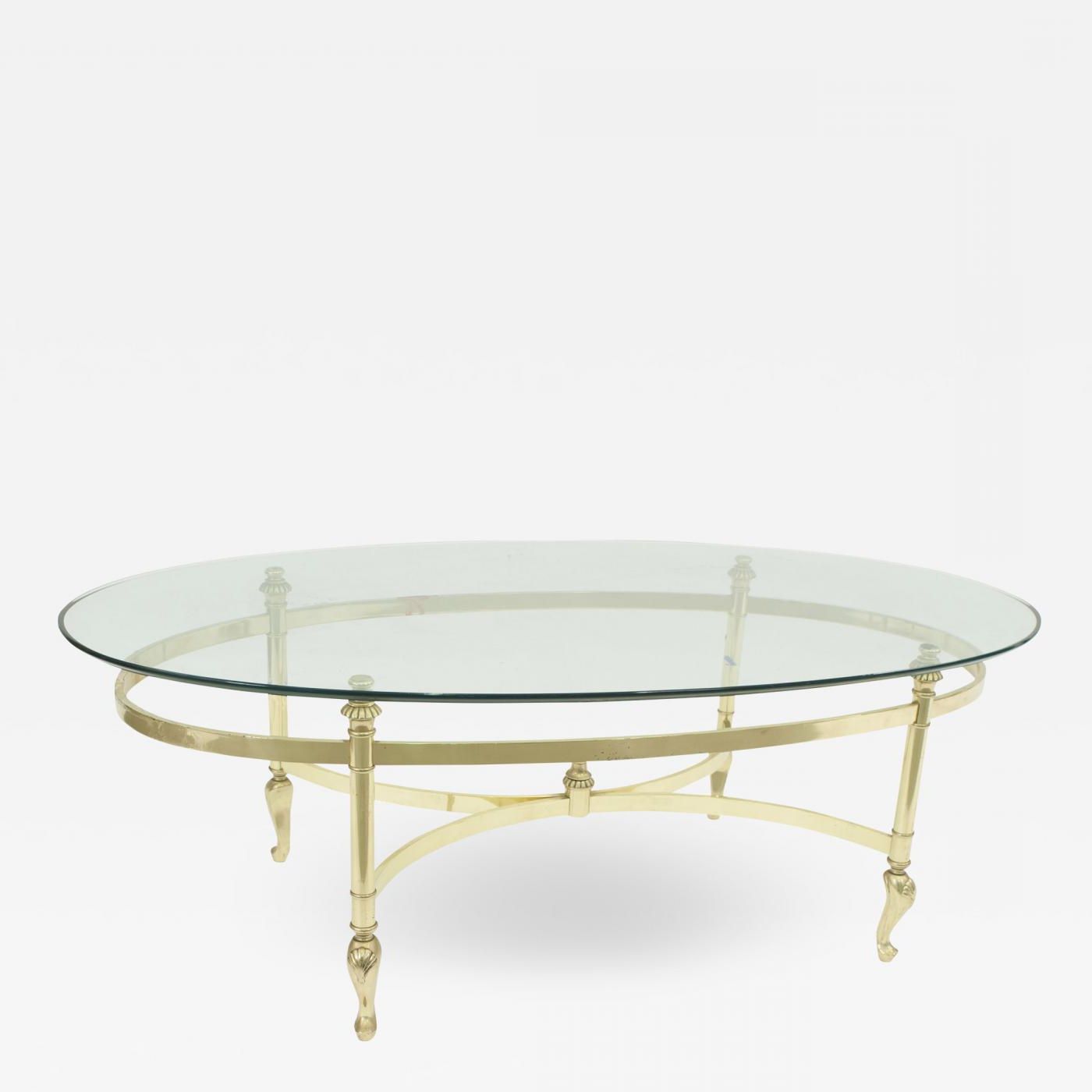Contemporary Oval Brass And Glass Coffee Table Pertaining To Widely Used Glass And Gold Oval Coffee Tables (View 15 of 20)