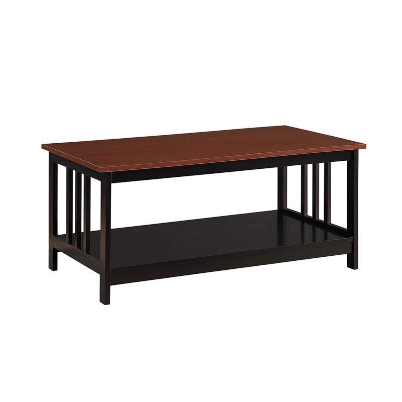 Convenience Concepts Mission Coffee Table In Black And For Most Recently Released Heartwood Cherry Wood Coffee Tables (View 20 of 20)