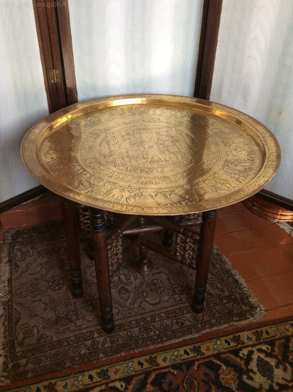 Current Antique Brass Aluminum Round Coffee Tables Throughout Benares Brass Top Coffee Table – Antiques Atlas (View 18 of 20)
