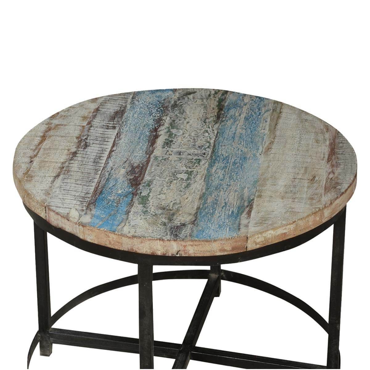 Current Bithlo Reclaimed Wood Top Round Industrial Coffee Table Within Reclaimed Wood Coffee Tables (View 10 of 20)