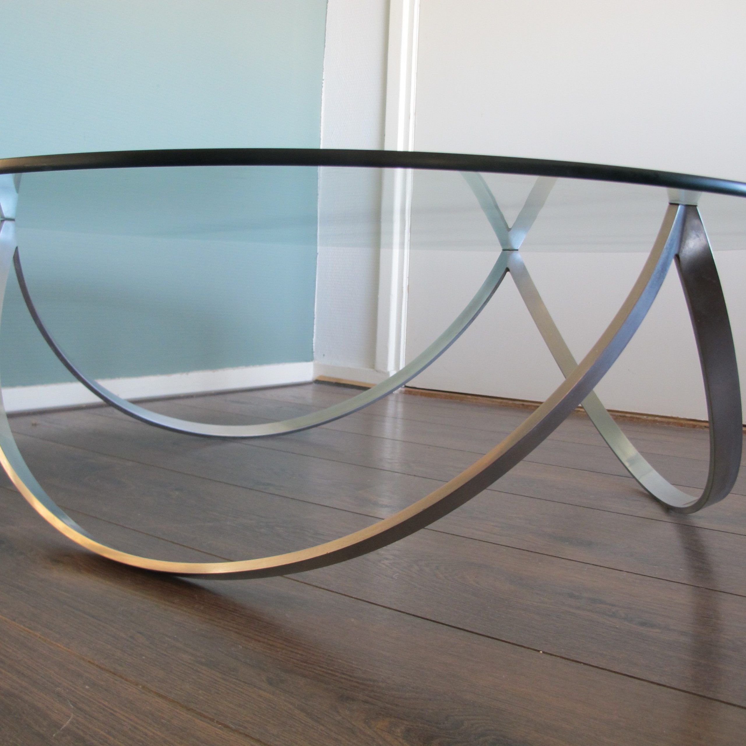 Current Glass Coffee Tables Intended For Round Coffee Table In Glass And Steel – 1960s – Design Market (View 19 of 20)