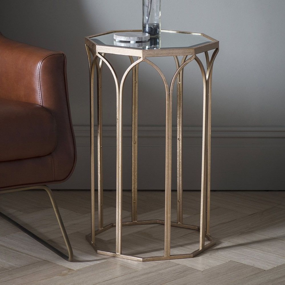 Current Gold And Clear Acrylic Side Tables For Gallery Direct Canterbury Octagonal Side Table, Gold (View 11 of 20)