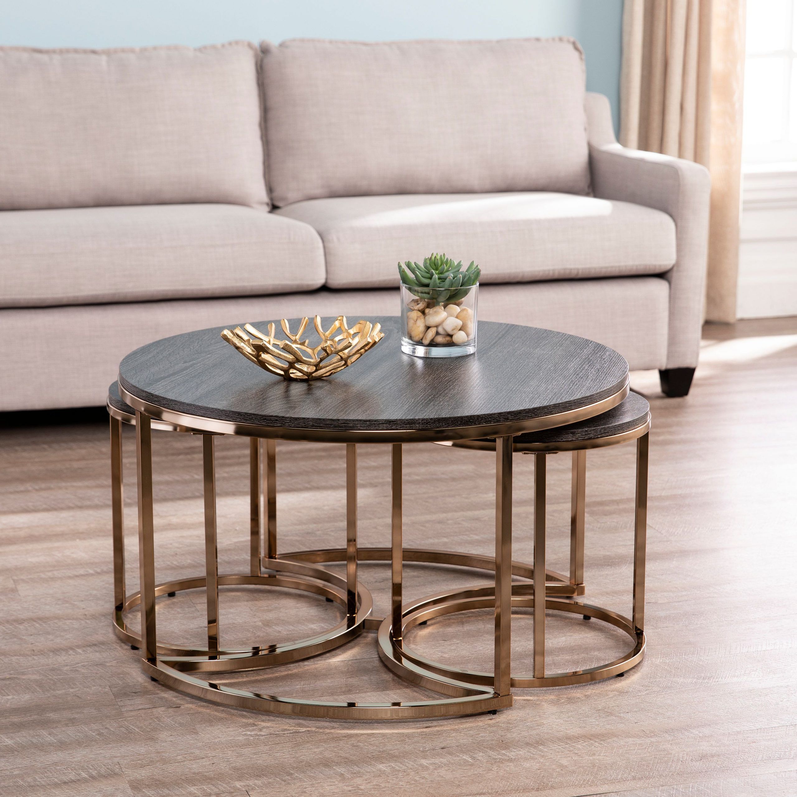 Current Lokyle Round Nesting Coffee Tables – 3pc Set, Glam Pertaining To 2 Piece Round Coffee Tables Set (View 5 of 20)