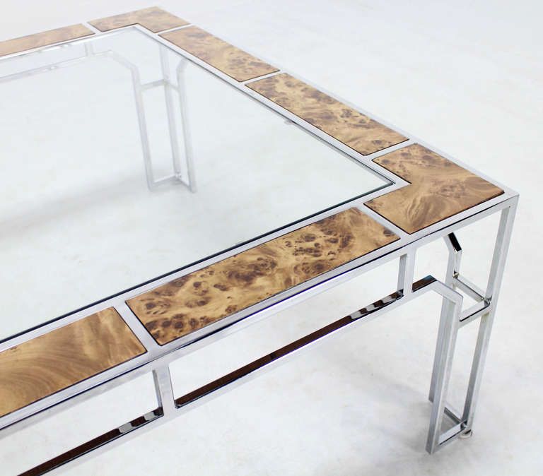 Current Mid Century Modern, Chrome And Glass Square Coffee Table Intended For Chrome And Glass Modern Coffee Tables (View 12 of 20)