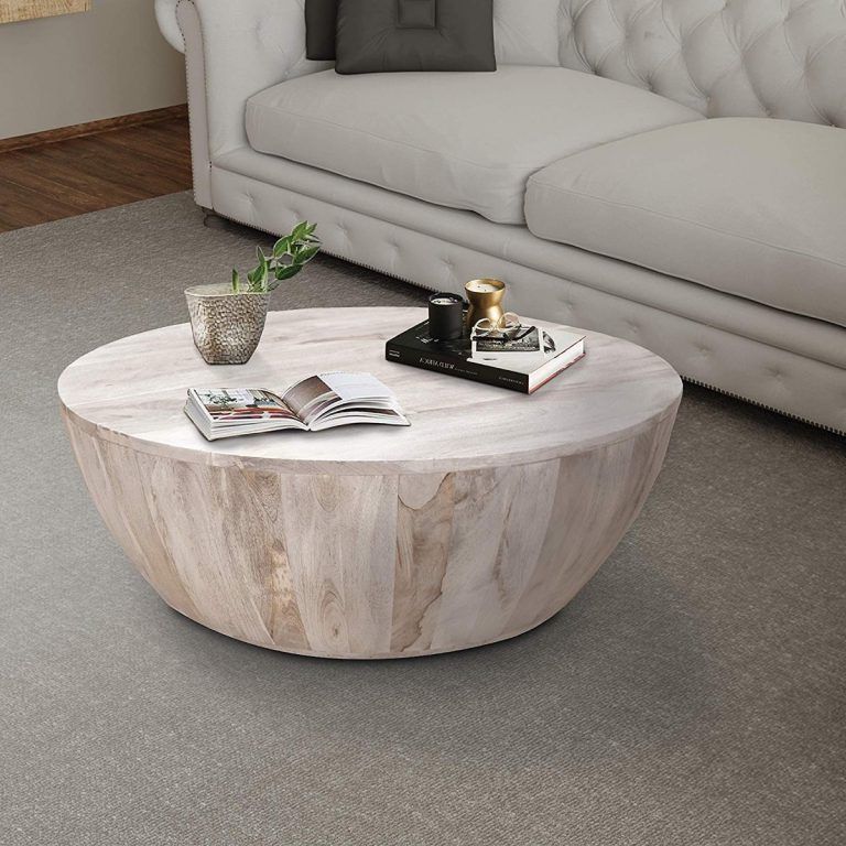 Current Natural Wood Coffee Tables Inside Round Coffee Table Mago Wood Natural Finish Drum Shaped (View 16 of 20)