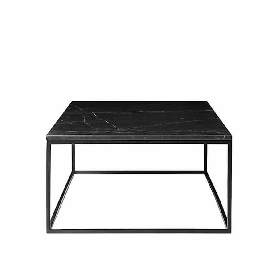 Current Square Matte Black Coffee Tables Pertaining To Onix Square Marble Coffee Table With Black Base (View 11 of 20)