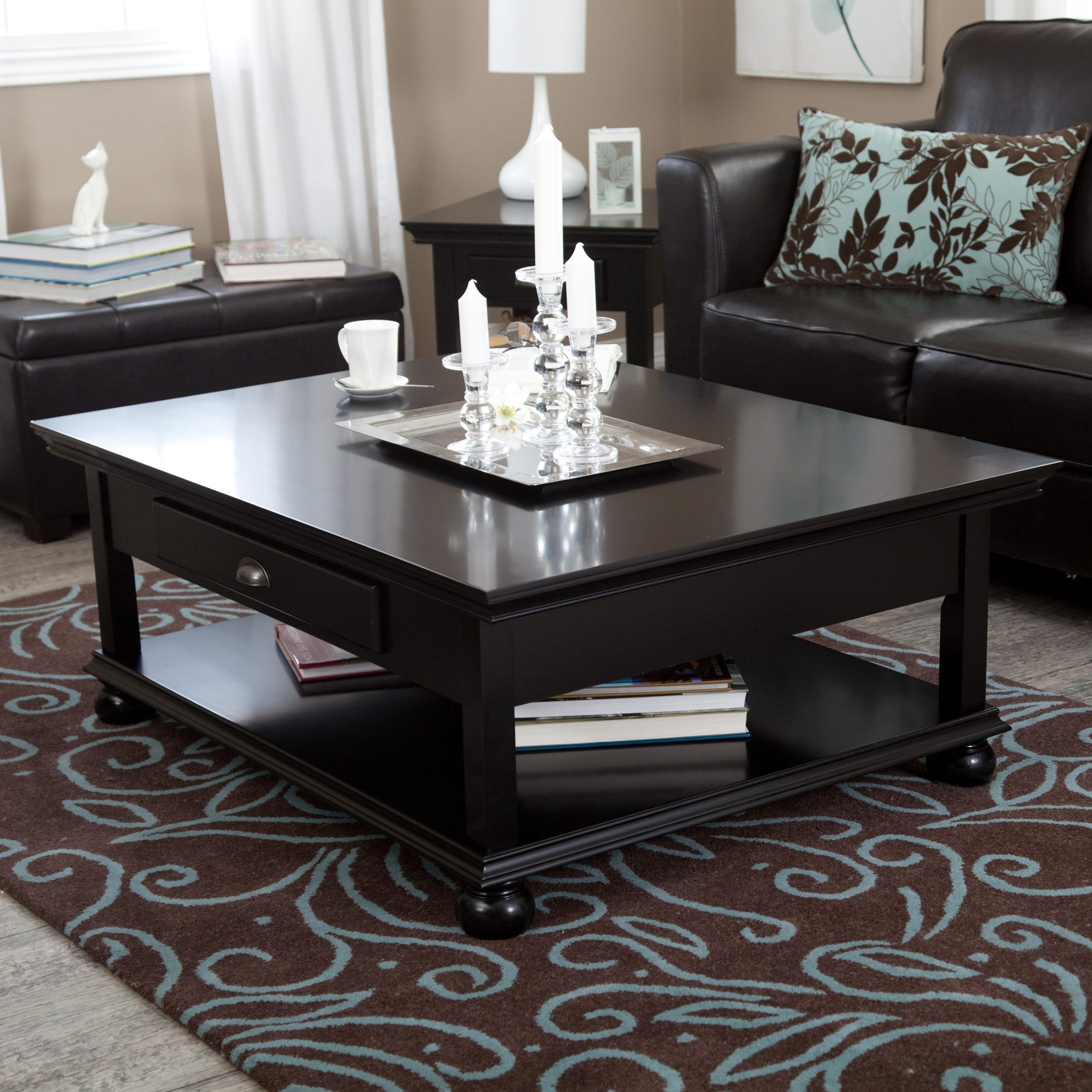 Dark Coffee Bean Cocktail Tables With Regard To Trendy Parker Coffee Table – Black At Hayneedle (View 3 of 20)