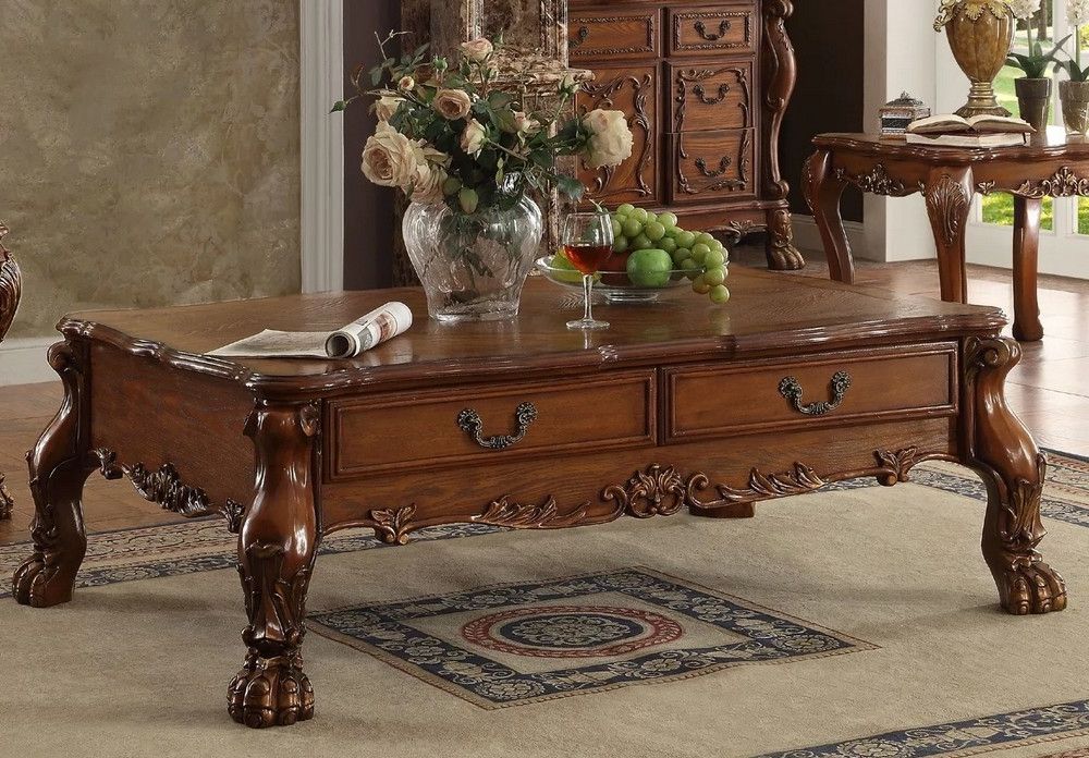 Dresden Cherry Oak Wood Rectangular Coffee Table W Inside Fashionable Black And Oak Brown Coffee Tables (View 15 of 20)
