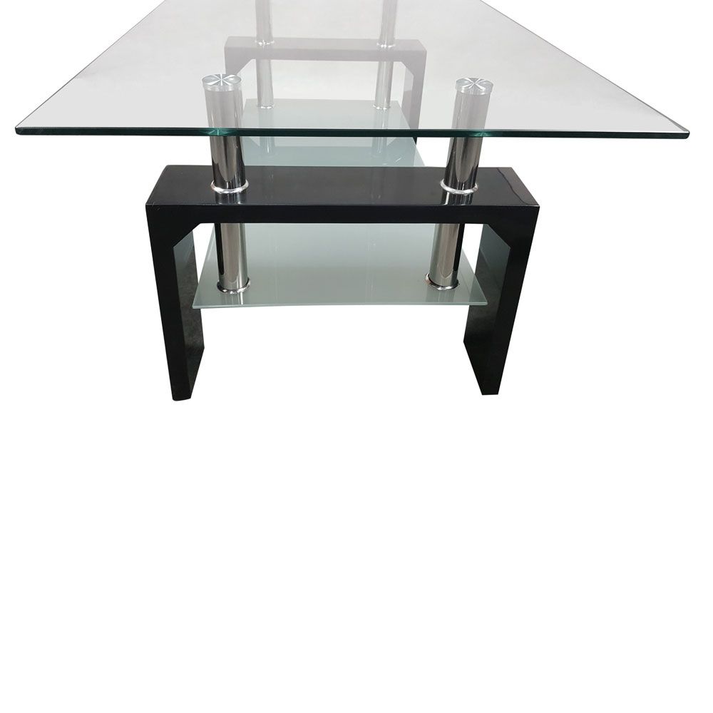 Durable Rectangular Glass Coffee Table Walnut Shelf Chrome In Preferred Chrome And Glass Rectangular Coffee Tables (View 4 of 20)