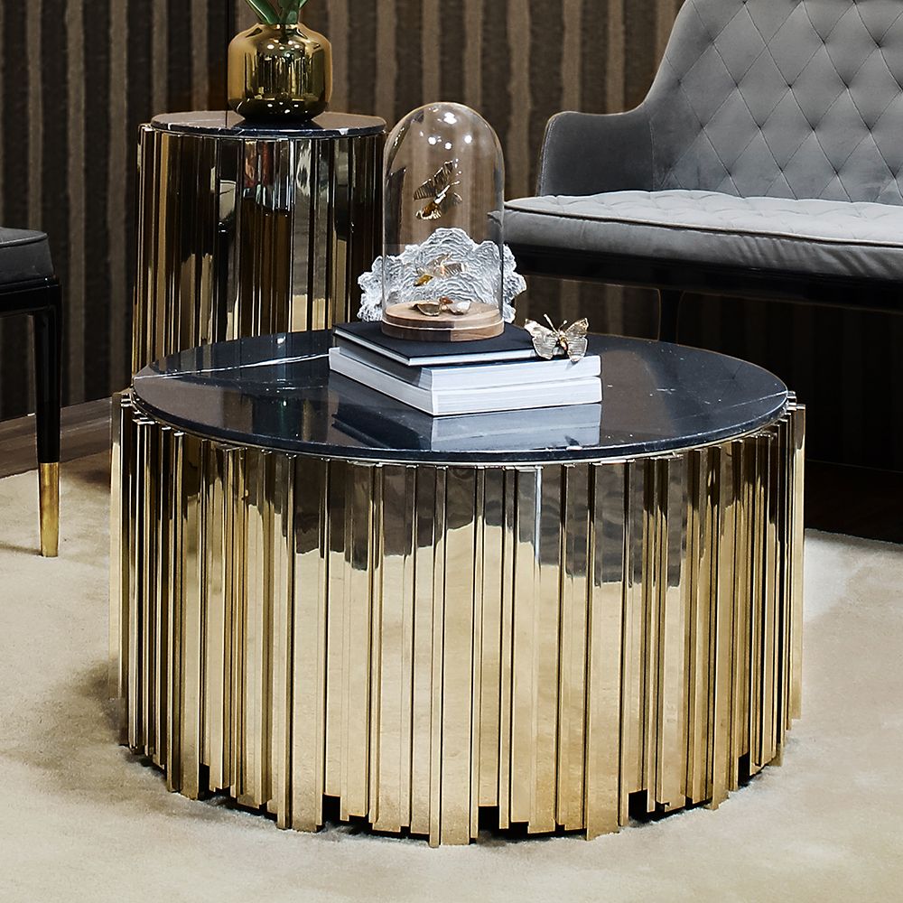 Eden Empire Gold Round Coffee Table – Robson Furniture In Best And Newest Gold Coffee Tables (View 5 of 20)