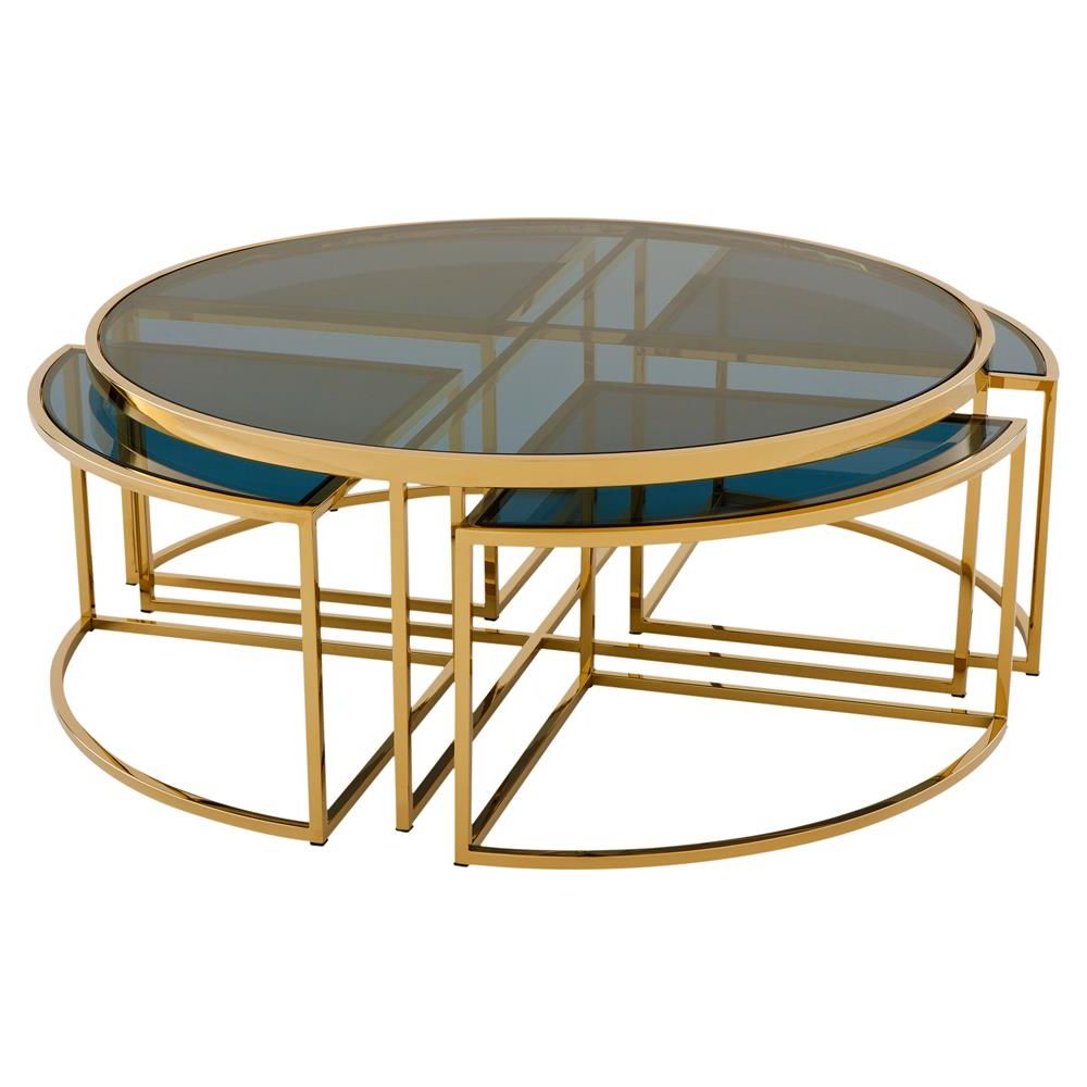 Eichholtz Padova Modern Classic Smoked Glass Round Nesting Intended For 2019 Glass And Gold Coffee Tables (View 4 of 20)