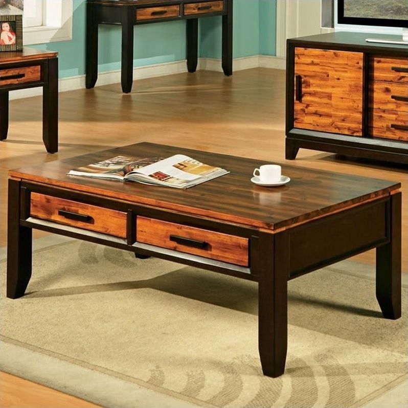 Espresso Wood Storage Coffee Tables With Trendy Steve Silver Company Abaco Rectangular Wood Top Coffee (View 1 of 20)