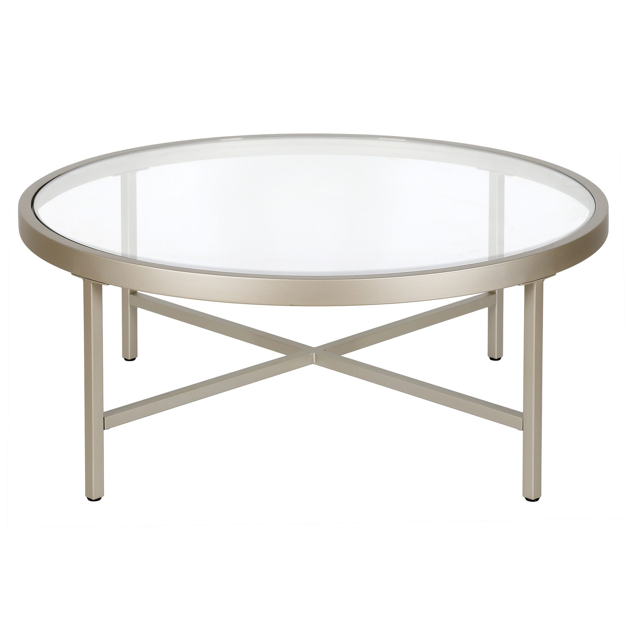 Evelyn&zoe Contemporary Round Coffee Table With Glass Top In Current Geometric Glass Modern Coffee Tables (View 11 of 20)
