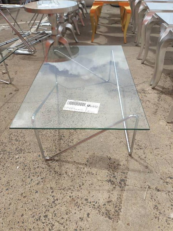 Ex Hire – Chrome & Glass Coffee Table Rectangle Sold As Is Inside Most Recently Released Chrome And Glass Rectangular Coffee Tables (View 6 of 20)