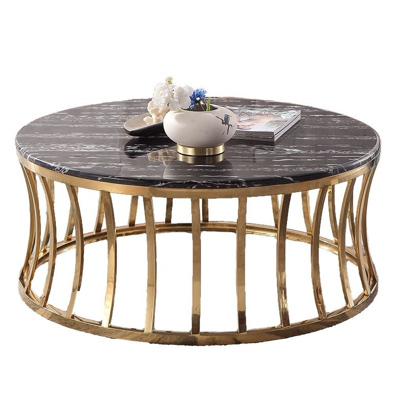 Famous Black And Gold Coffee Tables Intended For Black Marble Coffee Table With Chrome Gold Frame In Coffee (View 8 of 20)
