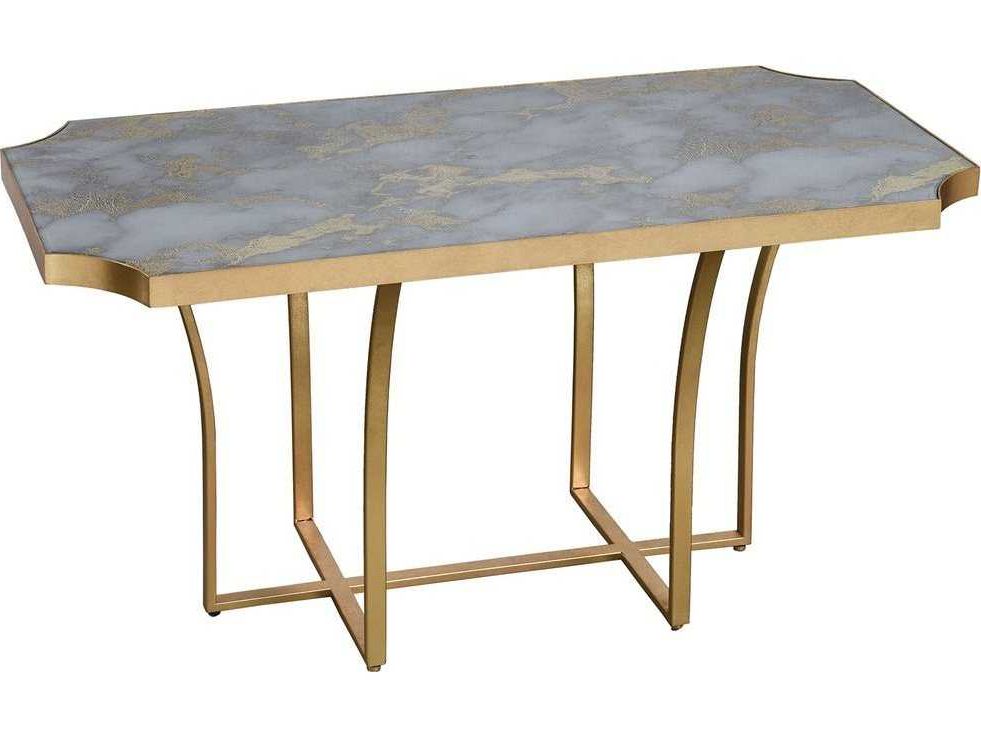 Famous Gray And Gold Coffee Tables Intended For Elk Home Gold Leaf / Faux Grey Marble 38'' Wide (View 2 of 20)