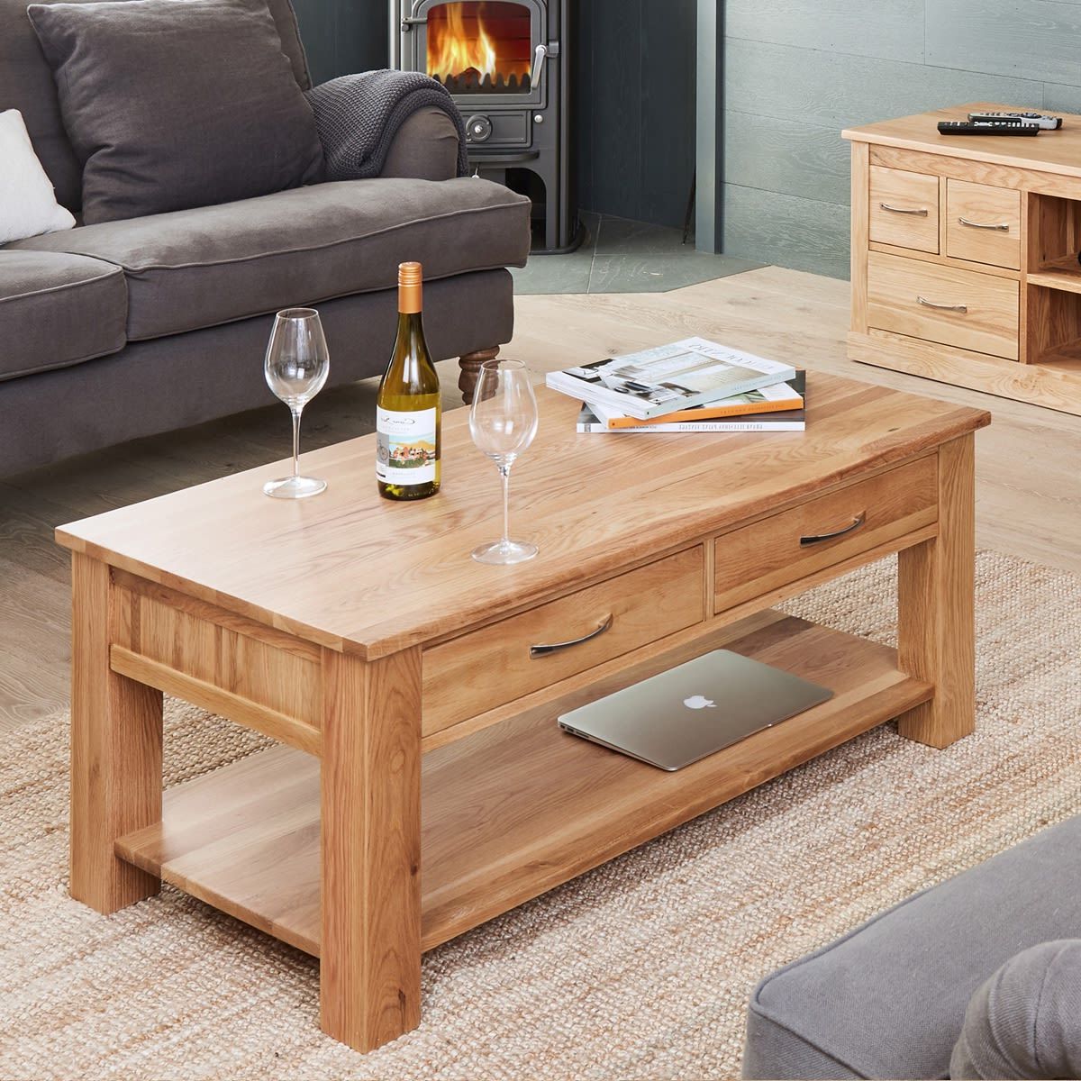 Famous Mobel Oak Four Drawer Coffee Table Was £420.00 Now £ (View 2 of 20)