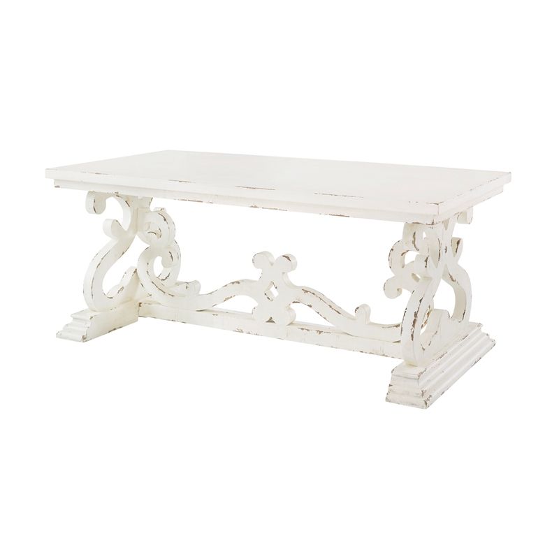 Famous Powell Jenna Distressed Wood Coffee Table In White – Pcymx30 For Square Weathered White Wood Coffee Tables (View 15 of 20)