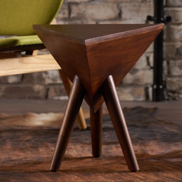 Famous Shop Lavro Solid Mango Wood Triangle End Table Pertaining To Pecan Brown Triangular Coffee Tables (View 12 of 20)