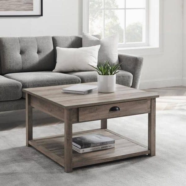 Famous Smoke Gray Wood Square Coffee Tables In Welwick Designs 30 In (View 13 of 20)