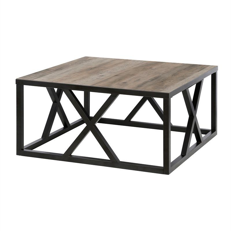 Famous Smoke Gray Wood Square Coffee Tables With Henn&hart Traditional Square Geometric Metal Coffee Table (View 11 of 20)