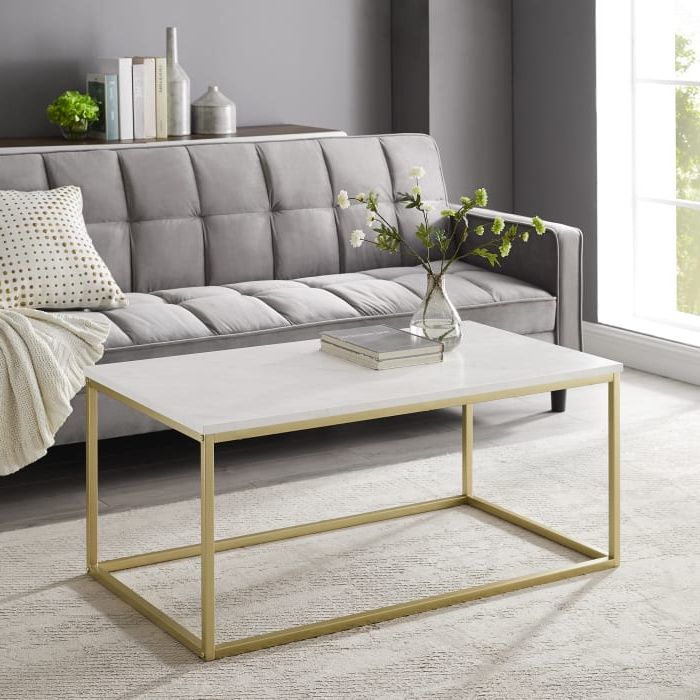 Famous White Faux Marble & Gold Open Box Coffee Table — Pier 1 Intended For Faux White Marble And Metal Coffee Tables (View 3 of 20)