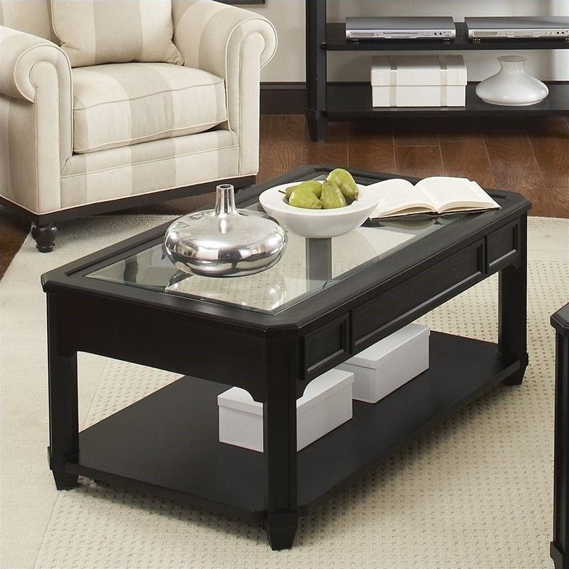 Fashionable Black Round Glass Top Cocktail Tables Throughout Riverside Furniture Farrington Glass Top Rectangular (View 5 of 20)