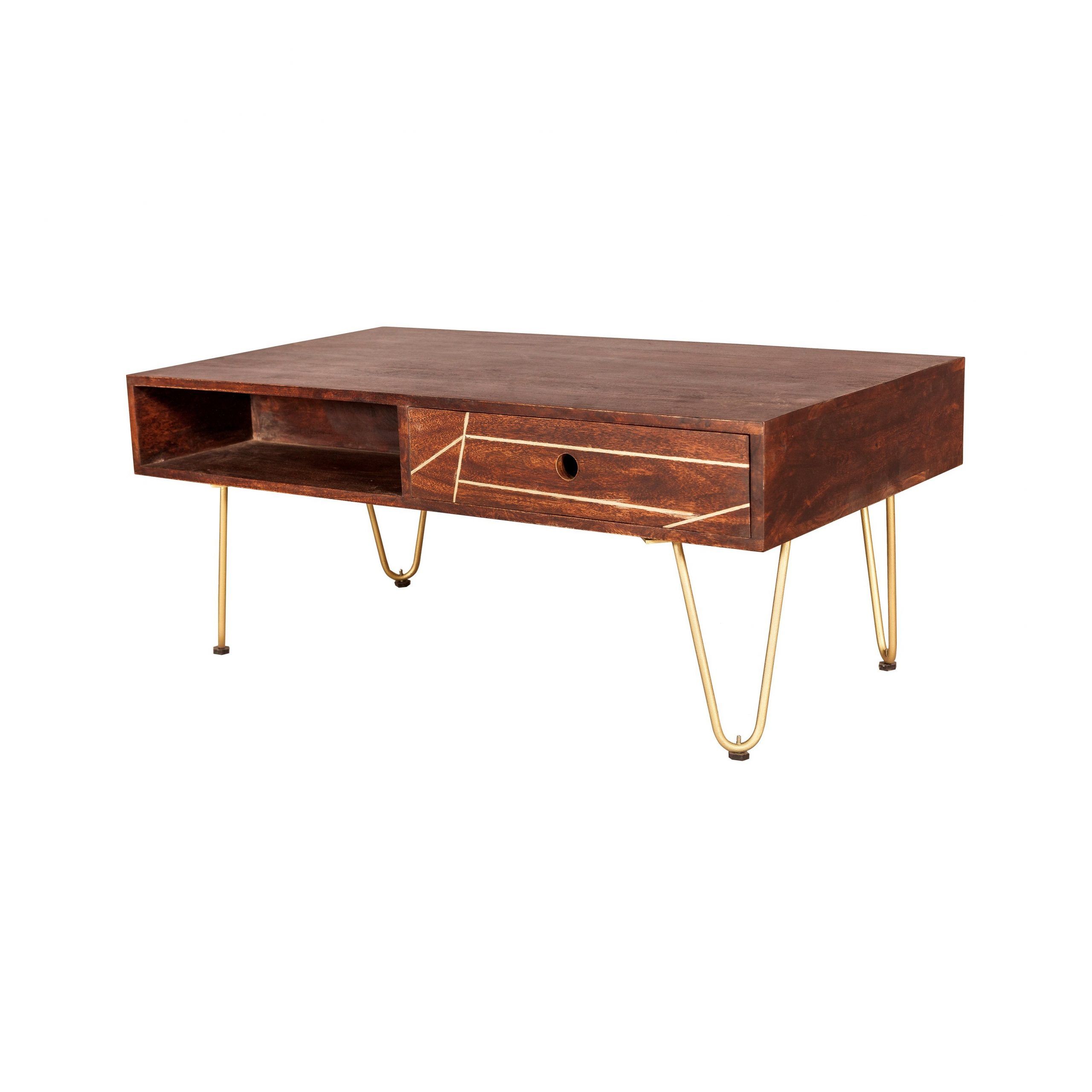 Fashionable Dark Gold Rectangular Coffee Table With Drawer Intended For Antiqued Gold Rectangular Coffee Tables (View 17 of 20)