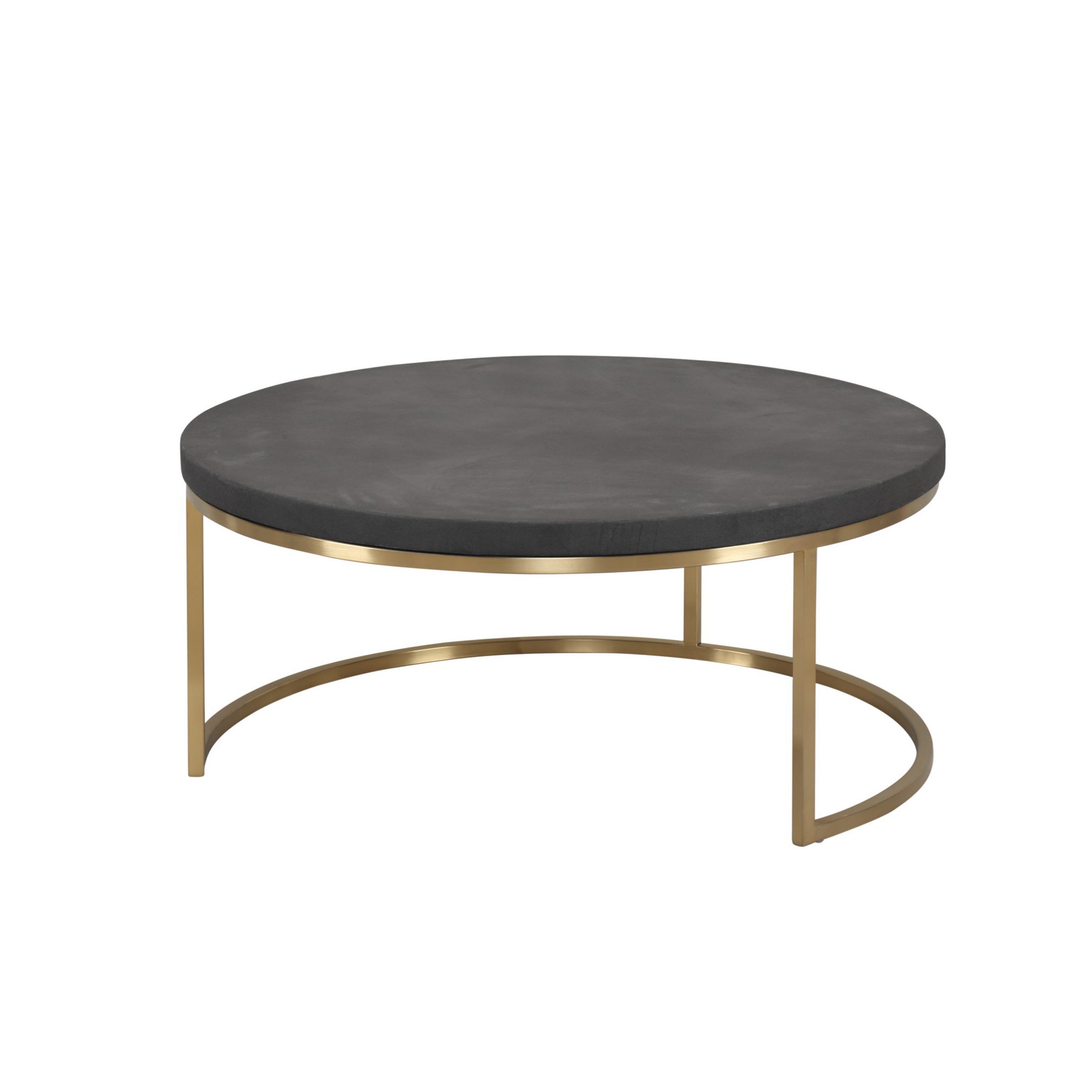 Fashionable Deco 35" Round Coffee Table Black Concrete Laminate With With Square Black And Brushed Gold Coffee Tables (View 7 of 20)