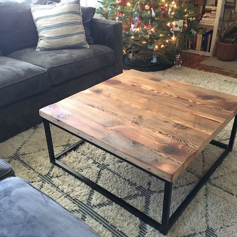 Fashionable Free Shipping Large Square Coffee Table With Industrial Pertaining To 1 Shelf Square Coffee Tables (View 10 of 20)
