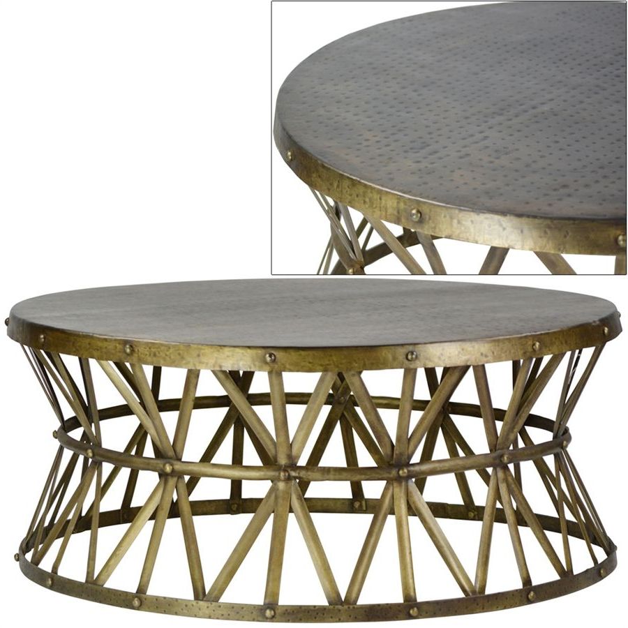 Fashionable Hammered Antique Brass Modern Cocktail Tables Regarding Hammered Metal Coffee Table (View 1 of 20)