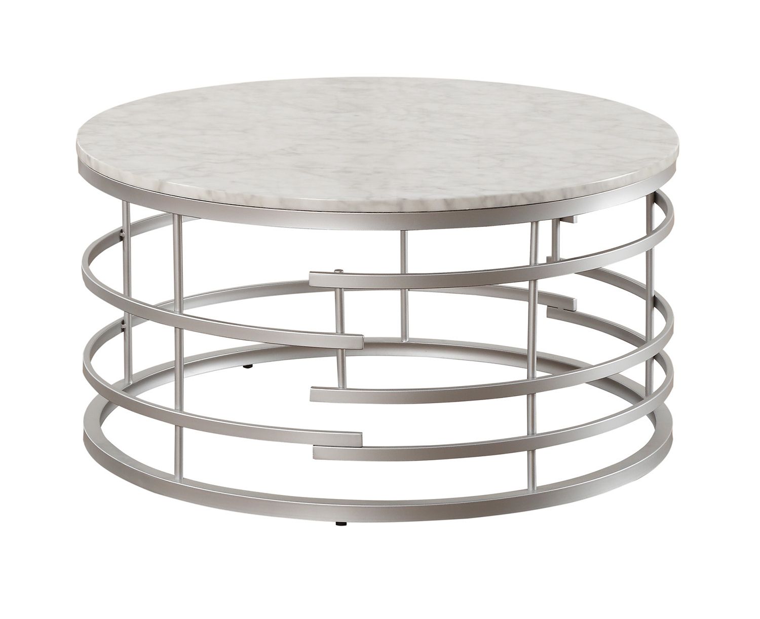 Faux White Marble And Metal Coffee Tables Pertaining To Most Up To Date Homelegance Brassica Round Cocktail/coffee Table With Faux (View 20 of 20)