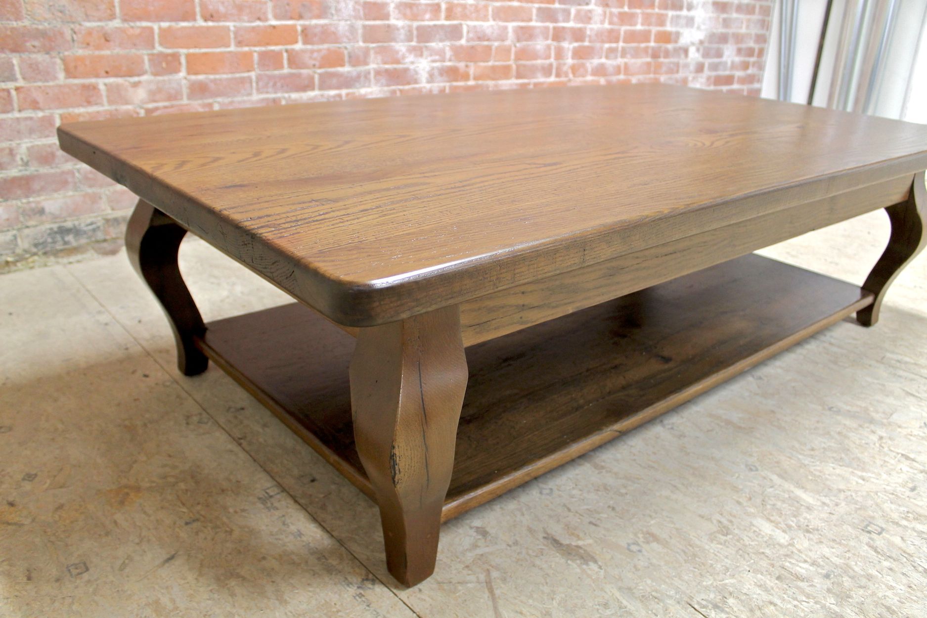 Favorite 66in Oak Coffee Table In Antique Walnut Finish Regarding Vintage Gray Oak Coffee Tables (View 1 of 20)