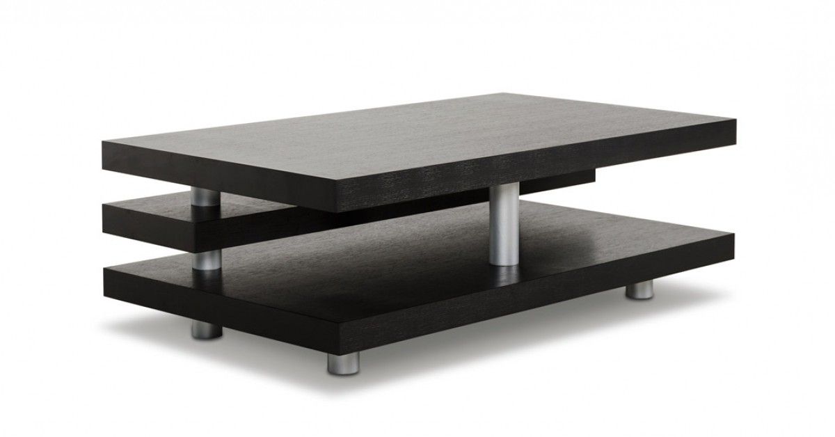 Favorite Black Coffee Tables Within A&x Adrian – Modern Multi Tier Black Oak Coffee Table (View 20 of 20)
