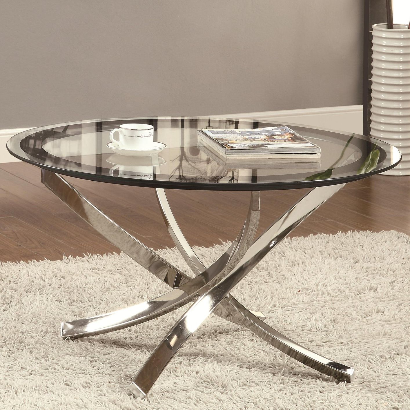 Favorite Glass Coffee Tables Within Coaster 702588 Silver Glass Coffee Table – Steal A Sofa (View 11 of 20)