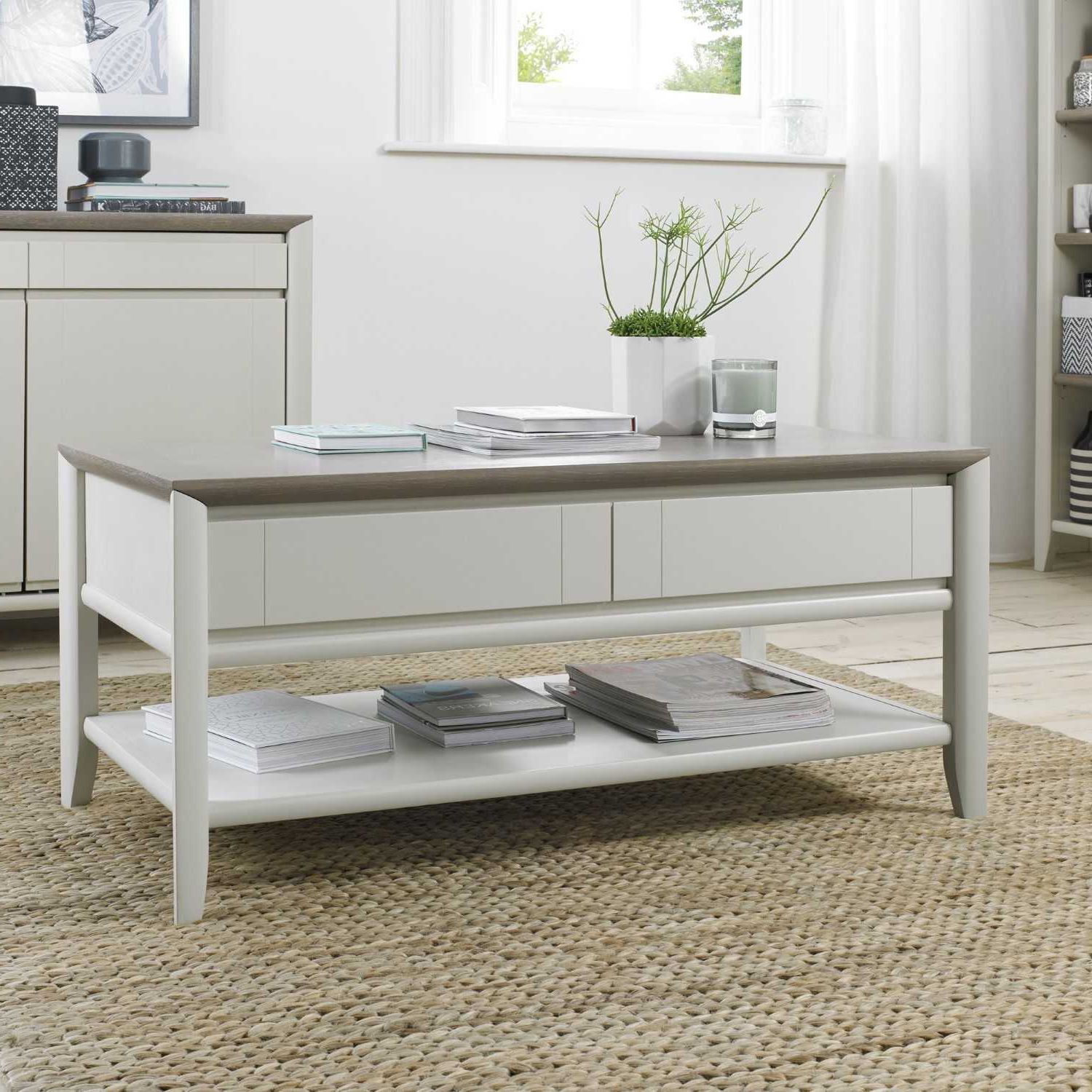 Favorite Gray Wash Coffee Tables With Bergen Grey Washed Oak And Soft Grey Painted 2 Drawer (View 5 of 20)