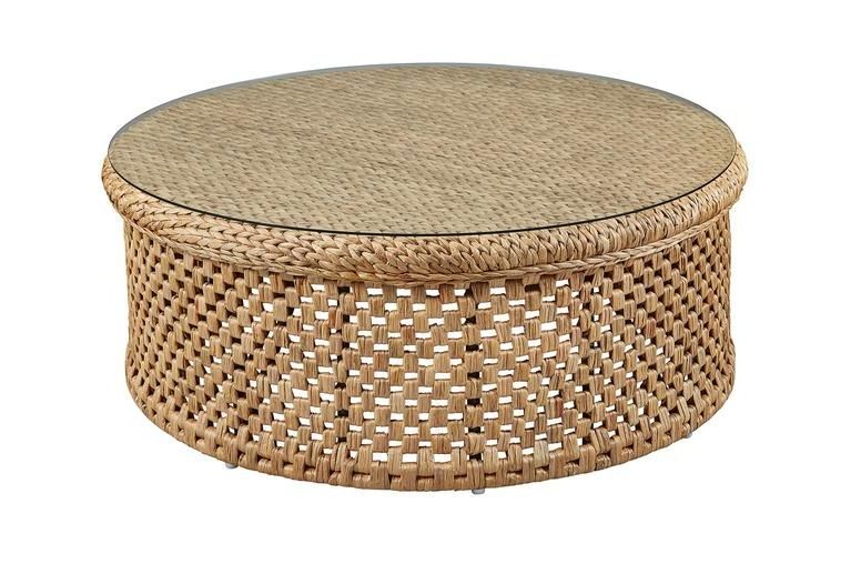 Favorite Natural Woven Banana Coffee Tables In Round Rattan Coffee Table With Glass Top – English Country (View 1 of 20)