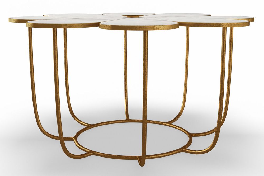 Flower White Marble/gold Metal Cocktail Tabletov Furniture Intended For Most Current Gold Cocktail Tables (View 5 of 20)