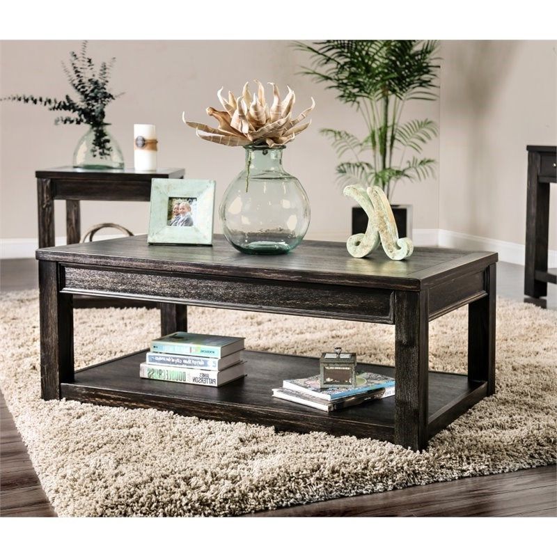 Furniture Of America Deston Wood 1 Shelf Coffee Table In With Regard To Current 1 Shelf Coffee Tables (View 9 of 20)