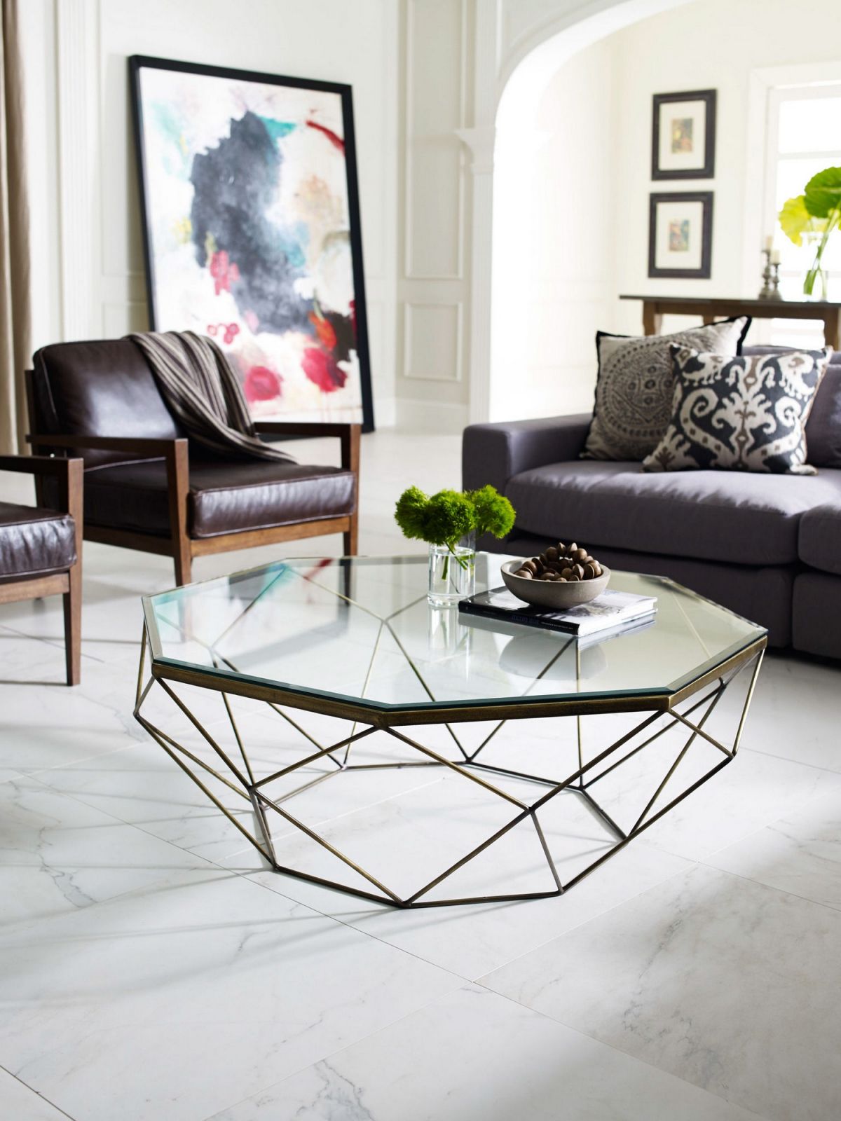 Geometric Coffee Tables For Recent Arvid Geometric Coffee Table Antique Brass – Coffee Tables (View 3 of 20)