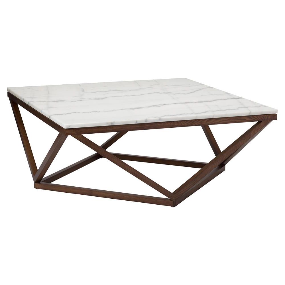 Geometric White Coffee Tables With Most Popular Jeneva Modern Classic Brown Geometric Base Square White (View 1 of 20)