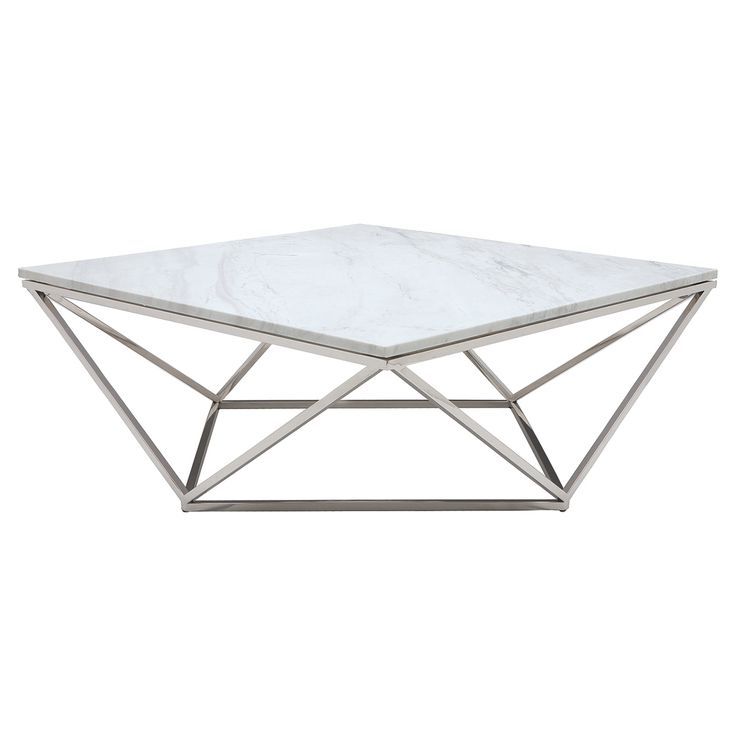 Geometric White Coffee Tables Within Most Current Rosalie Hollywood Regency Silver Geometric Base Square (View 2 of 20)