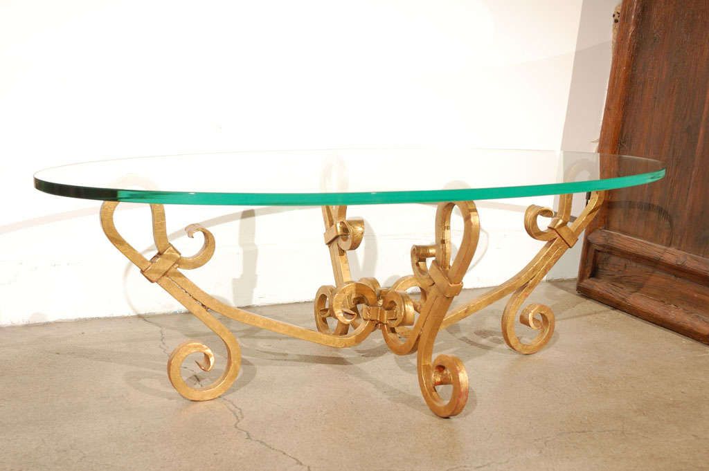 Gilt Iron Oval Glass Coffee Table Venetian Style For Sale Within Preferred Oval Aged Black Iron Coffee Tables (View 7 of 20)
