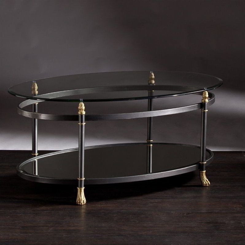 Glass And Gold Coffee Tables For Best And Newest Southern Enterprises Allesandro Oval Glass Coffee Table In (View 12 of 20)