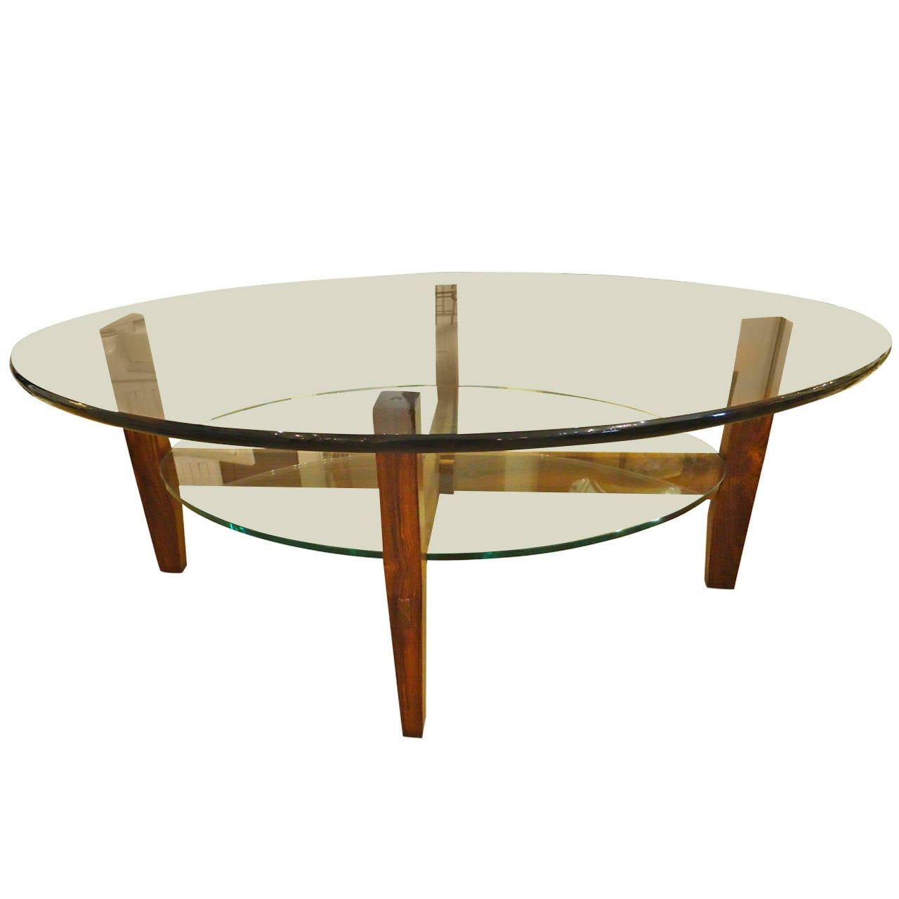 Glass And Gold Oval Coffee Tables With Most Up To Date Two Tier Rosewood And Oval Glass Coffee Cocktail Table At (View 14 of 20)