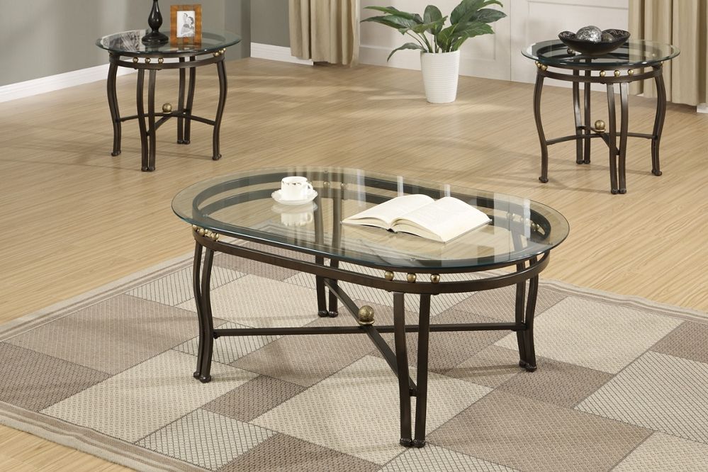Glass And Pewter Coffee Tables With Recent 3pc Larkin Glass Top Coffee End Table Set (View 4 of 20)