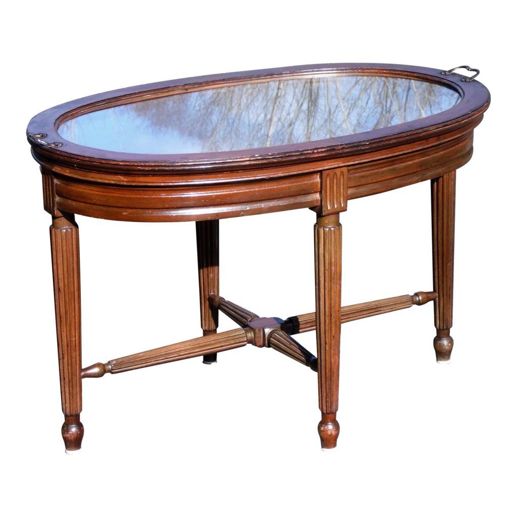 Glass And Pewter Oval Coffee Tables With Regard To Famous Vintage Federal Mahogany Oval Tea Table Butler's Coffee (View 20 of 20)